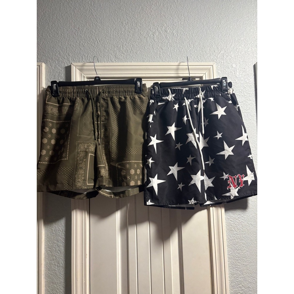 Swim Trunks‎ Bundle Mens Small Olive Bandana Black Star Excellent NY